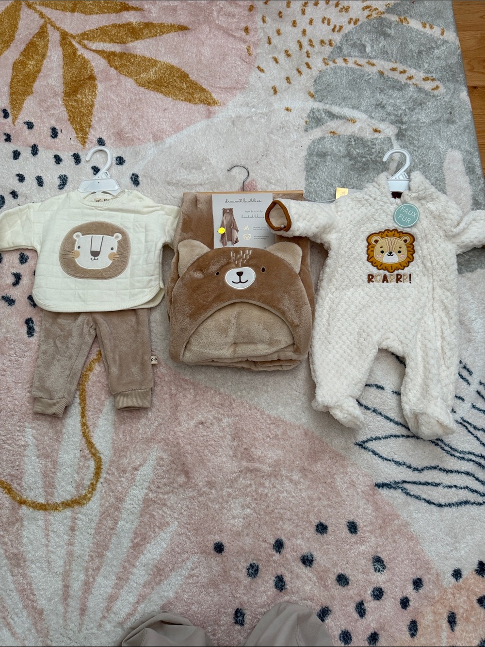 Baby Boy Neutral Bear Outfit Bundle - Cream & Taupe